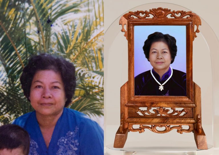 Ảnh chụp thường được chỉnh thành ảnh thờ lồng khung gỗ
