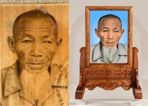 Ảnh cũ của cụ ông được chỉnh sửa, in và lồng khung thành ảnh thờ